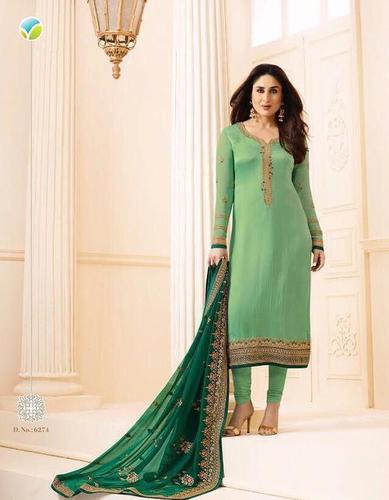 Light Green Embroidered Silk Suits