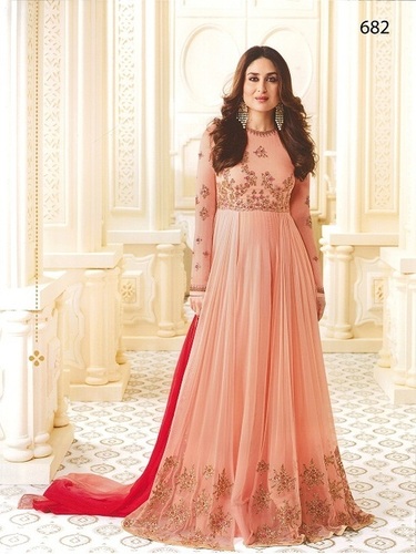 Peach Anarkali Georgette Suits