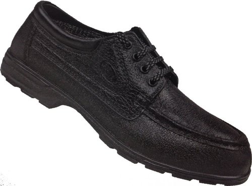Leather Black Safety Shoes with Protective Basic, Oil Resistant and Protective Steel Toe