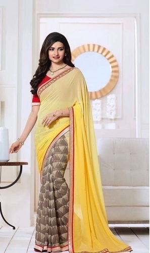 Yellow Georgette Saree