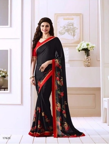 Georgette Black Designer Saree