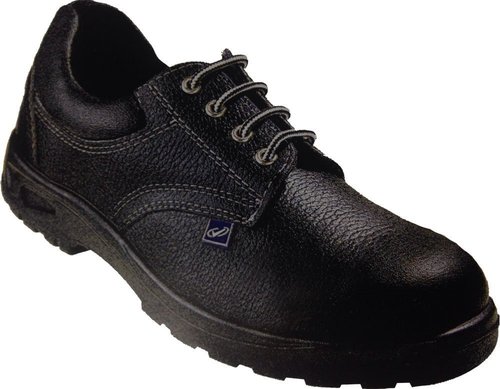 Leather Black Safety Shoes With Dual Density, Antistatic, Non-Metal Composite Midsole, Steel Midsole, Oil Resistant And Protective Steel Toe Gender: Male