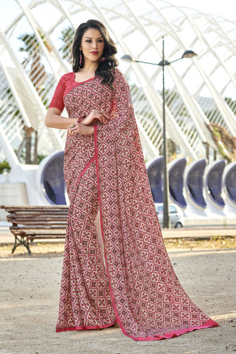 Crepe Maroon Saree