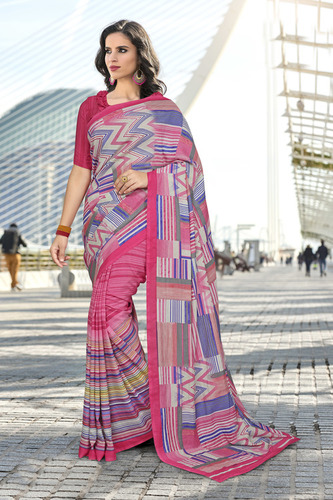 Crepe Pink Saree
