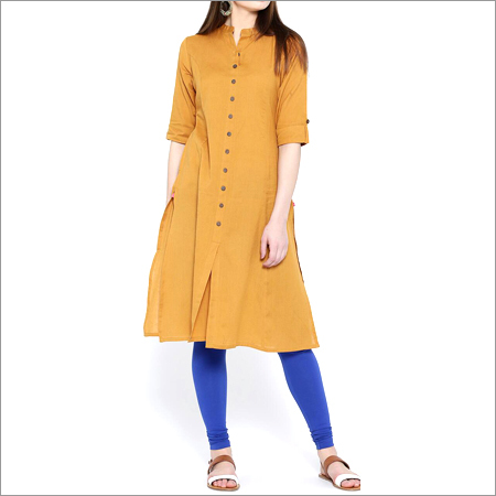 Ladies Chinese Collar Khadi Kurtis