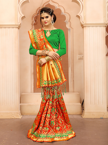Orange Maheshwari Saree