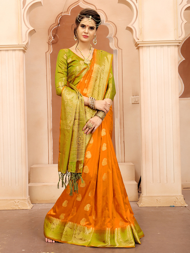 Orange &Green Traditional Saree