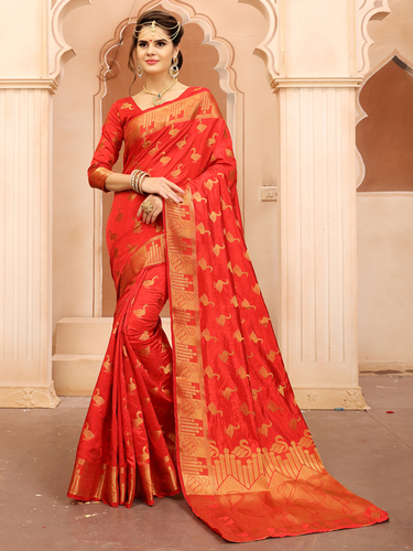 Crepe Red Saree
