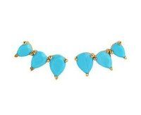 Pear Trendy Turquoise Prong Set Ear Climbers - 925 Silver Earring For Women