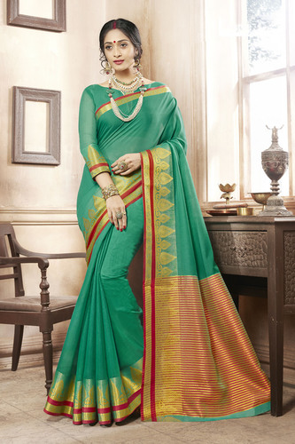 Green Saree - Khadi Silk 5.5m, Green | Traditional Design, Durable Fabric, Soft Texture
