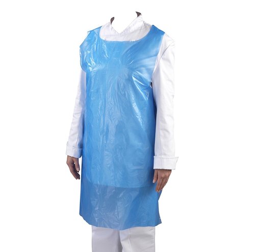 S Protection Disposable Waterproof Apron for Lab, Hotel, Cafeteria, Deli or Restaurant - Polyethylene, Full Size, Translucent Blue, Long Ties | Resists Liquids, Oils, and Grease