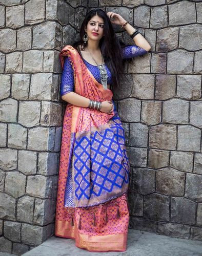 Salmon Pink Patola Saree