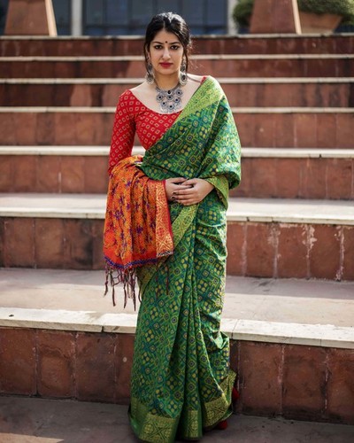 Green Linen Saree