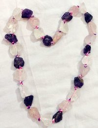 Fusion Quartz Necklace - 18 Inches, Purple/pink/crystal White Natural Quartz | Good Quality, 350 Grams