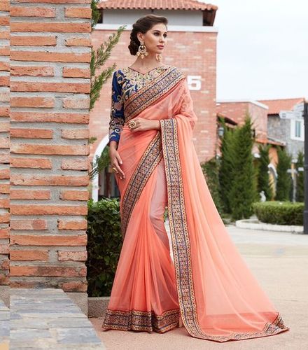 Peach Designer Handwork Saree