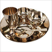 Brass Dinner Set - Multiple Pieces, Round | Attractive Look, Modern Design, Dishwasher Safe, Smooth Edges, Shiny Finish, Durable Food-grade Brass