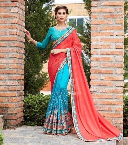 Sky Blue Branded Saree