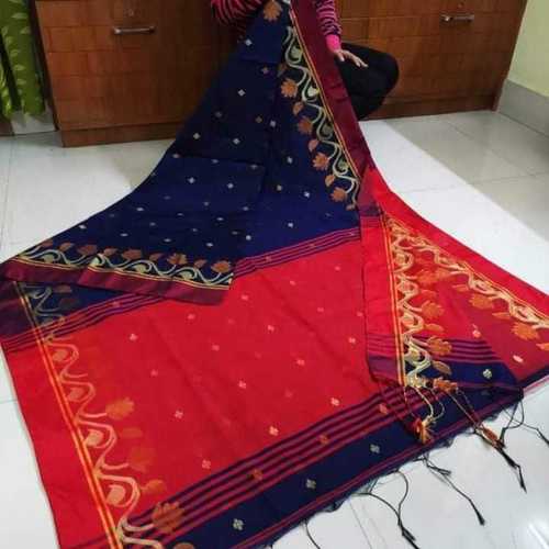 Ladies Pink Saree - Embroidered Cotton, Lace Closure | Black and Pink Color Combination