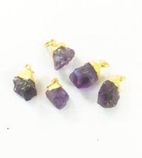 Amethyst Raw Gold Electroplated Cap Pendant