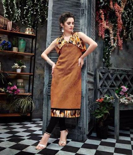 Rayon Kurti - Pure Rayon, Available Sizes L-XXL, Multi-Color Diagonal Stripe Print, Short Sleeves, Fancy Casual Design