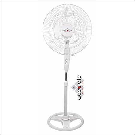 High Speed Pedestal Fan - PVC Material, 400mm Sweep Size | White Color, 3 Blades, 4 Speed Settings, Floor Installation, 1 Year Warranty