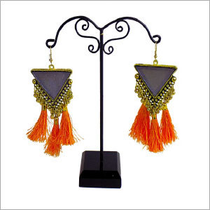 Afghani Earrings - Metal, 2x3 Inches, Gray | Stylish Design, Lightweight Tassel, Bohemian Style