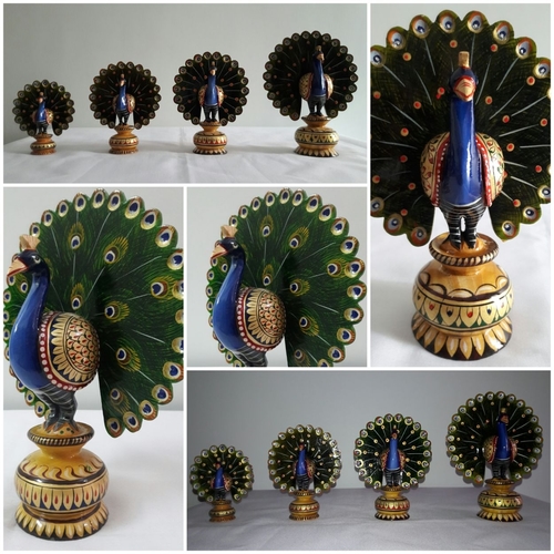 wooden Painted pecocok