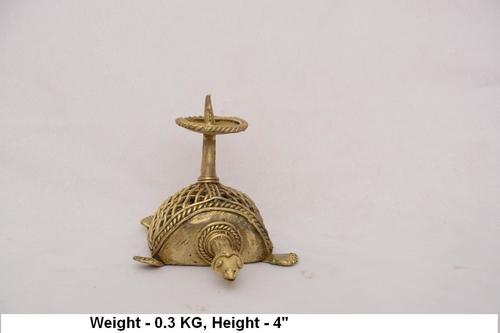 Golden Brass Tortoise Candle Stand