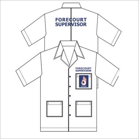 Forecourt Supervisor Overcoat - Cotton Blend, Varied Sizes, White | Durable Fabric, Multiple Pockets, Short Sleeves, Stylish Design