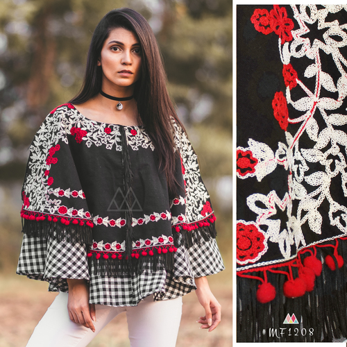 Black Embroidered Tops