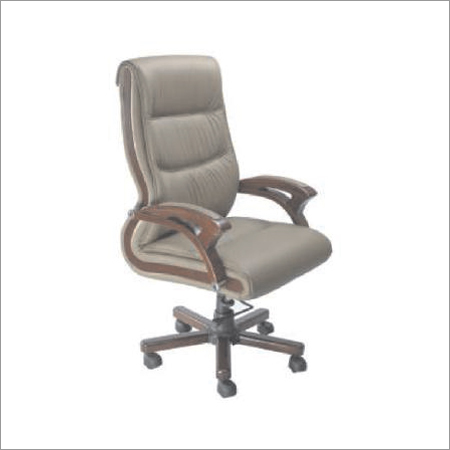 Director Chair - Leather & Wood, Adjustable Height, Beige Color, High Backrest, Ergonomic Design, Easy to Clean, Swivel Base, Caster Wheels