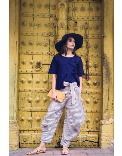 Navy Blue Women Woolen Tops