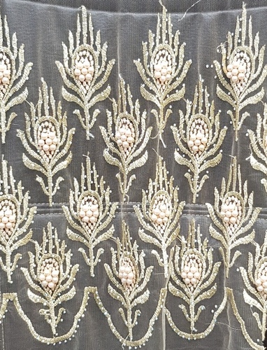 Hand Embroidered Net Fabric