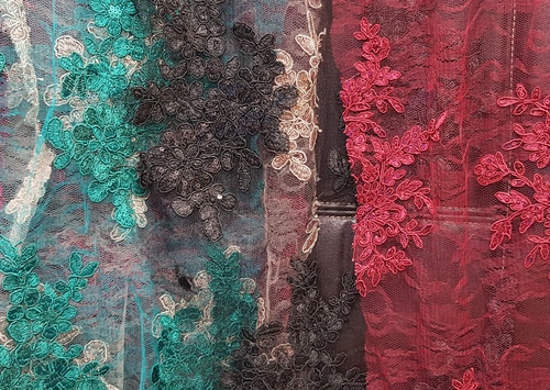 Colourful Net Embroidery Fabric