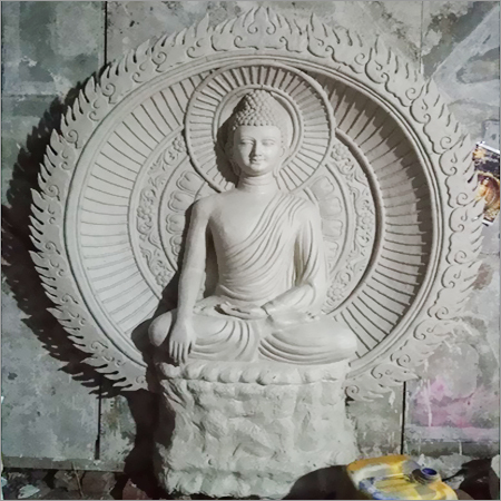 Fiber Buddha Statue - Color: White