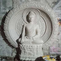 Fiber Buddha Statue - High-quality Fiber, 5.5 Ft In Height, Stunning White Color | Hand-carved Design, Polished Finish For Temple And Exterior Decor
