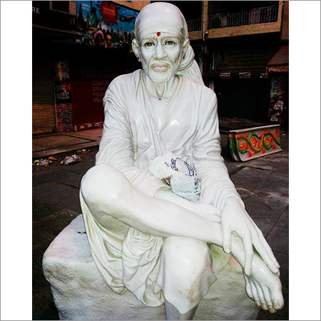 Fibre Sai Baba Sitting Statue - Color: White