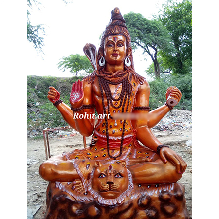 Fibre Shiv Ji Statue - Color: Orange