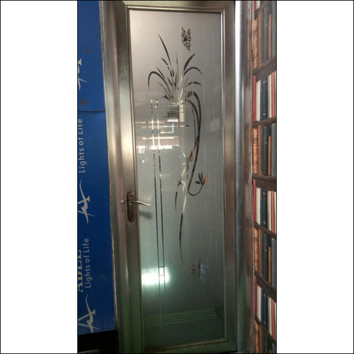 Bathroom Decorative Door - Aluminum And Frosted Glass 78x36 Inches | Elegant Design Durable Privacy Glass Stainless Steel Handle Water Resistant Customizable