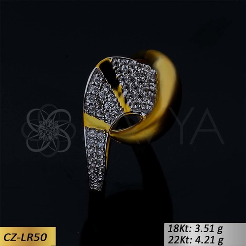 Golden Gold Cz Ladies Ring