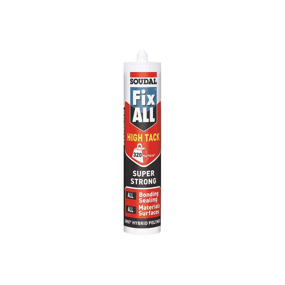 McCoy Soudal Fix all High Tack - SMX-Polymer 280ml White, KOMO Certified | High Initial Tack, Elastic, Weatherproof, Versatile