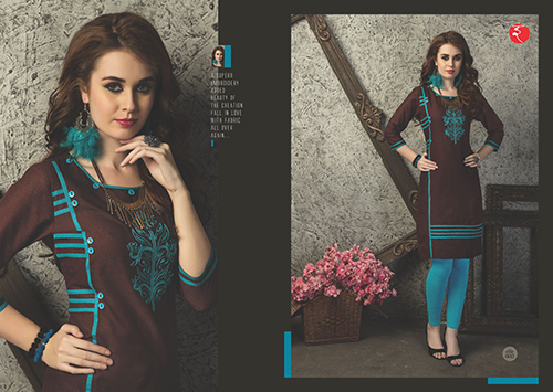 Brown Cotton Kurtis - Cotton, Knee-Length, Brown | Floral Embroidery, Soft Fabric, Stylish Design, Comfortable Fit