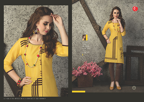 Mustard Cotton Kurtis