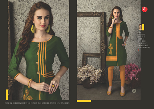 Dark Green Cotton Kurtis