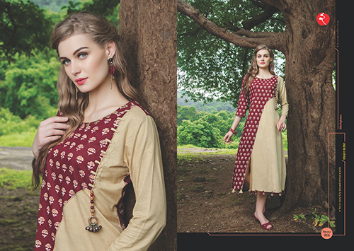 Rayon Kurtis - Rayon, Knee-Length, Beige | Soft Fabric, Stylish Design, Comfortable Fit, Versatile Style, Durable Material, Easy to Maintain, Three-Quarter Sleeves
