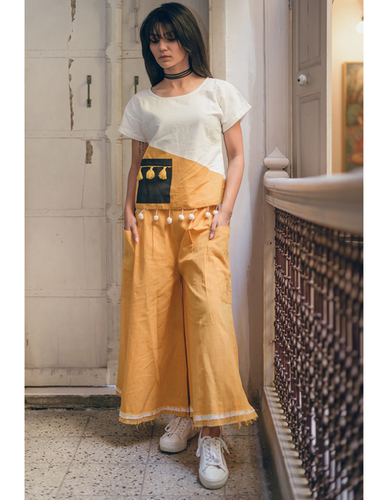 White & Yellow Fashion Top