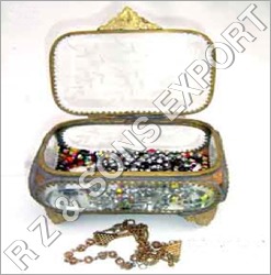 Square Designer Glass Jewelry Box