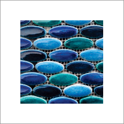 Oval Blue Mix Tile Mosaic Tiles