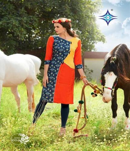 Orange & Yellow Ladies Fancy Kurti