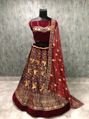Buy Beige and Maroon Silk Lehenga Choli with Dori, Embroidered, Patch  Border, Sequins, Thread and Zari Work for Women Online : 275326 -